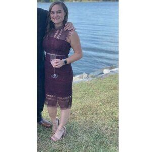 Bardot Maroon Lace Midi Dress